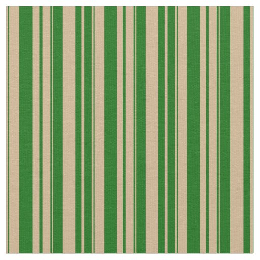 Tan & Dark Green Lines Pattern Fabric