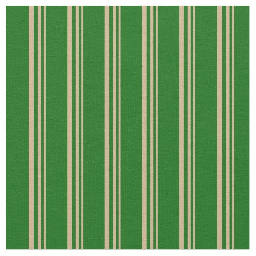 Tan & Dark Green Pattern of Stripes Fabric