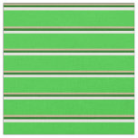 [ Thumbnail: Tan, Dark Green, White & Lime Green Stripes Fabric ]