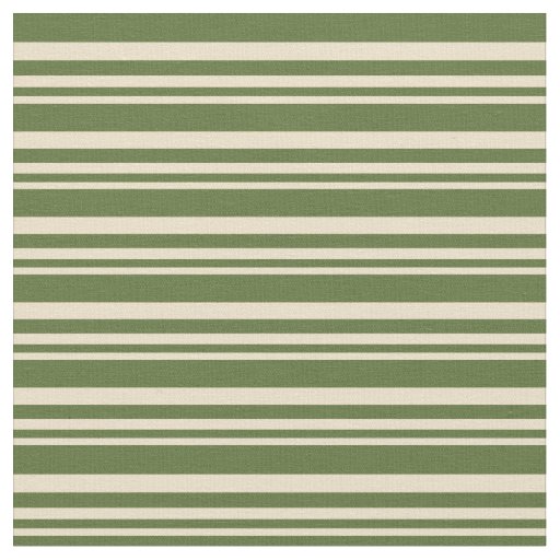 Tan & Dark Olive Green Lines Pattern Fabric