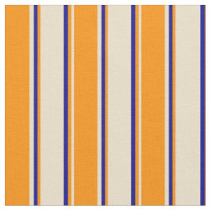 Tan, Dark Orange, and Dark Blue Colored Pattern Fabric