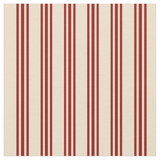 Tan & Dark Red Lined Pattern Fabric