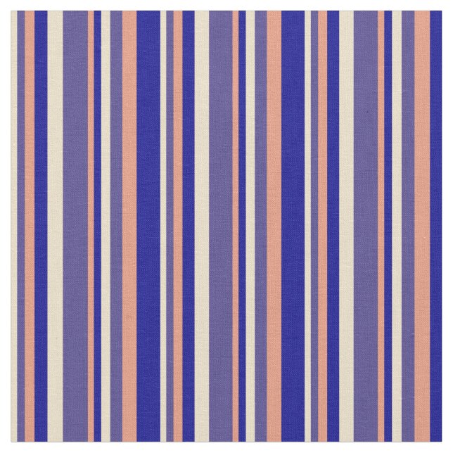 Tan, Dark Slate Blue, Dark Salmon & Dark Blue Fabric (Close Up)