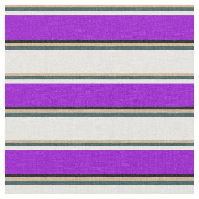 Tan, Dark Slate Gray, Mint Cream, Violet & Black Fabric (Close Up)