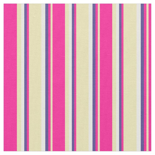 Tan, Deep Pink, Dark Slate Blue & Mint Cream Fabric (Close Up)