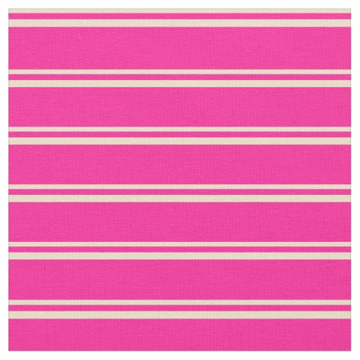 Tan & Deep Pink Lines/Stripes Pattern Fabric