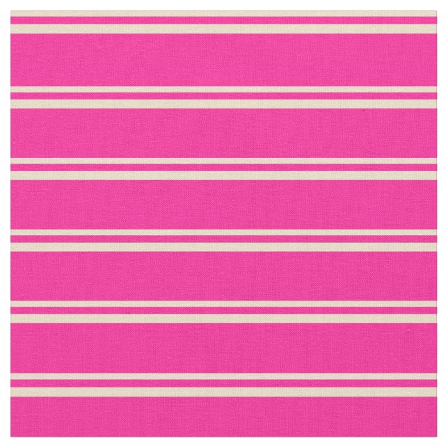 Tan & Deep Pink Lines/Stripes Pattern Fabric (Close Up)