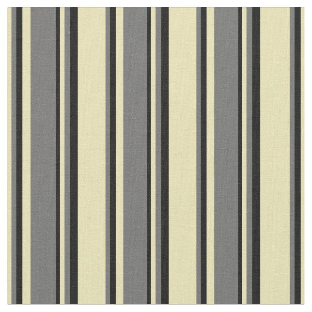 Tan, Dim Gray, and Black Pattern of Stripes Fabric (Close Up)