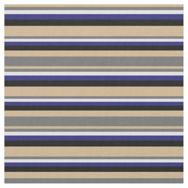Tan, Dim Gray, Lavender, Midnight Blue & Black Fabric (Close Up)