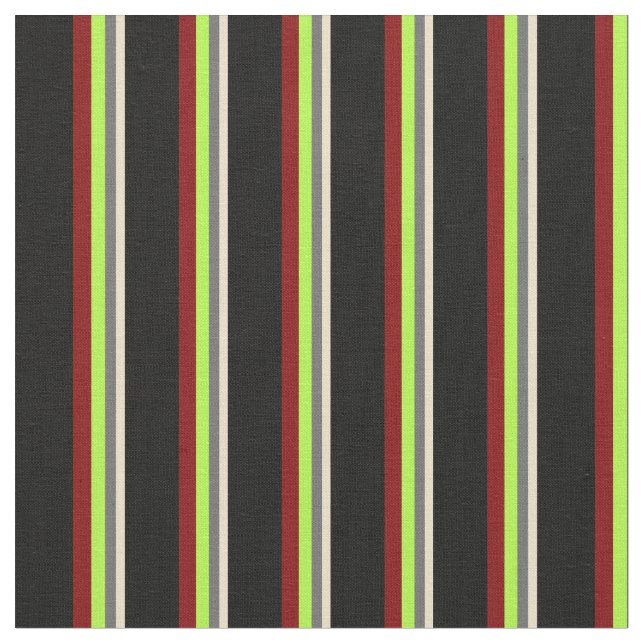 Tan, Dim Gray, Light Green, Maroon, and Black Fabric (Close Up)