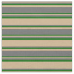 [ Thumbnail: Tan, Dim Grey, and Dark Green Colored Pattern Fabric ]