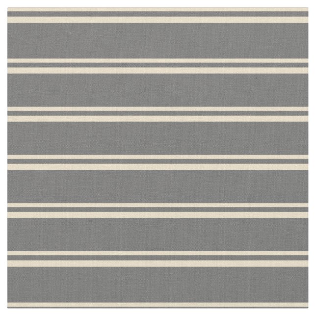 Tan & Dim Grey Colored Striped Pattern Fabric (Close Up)