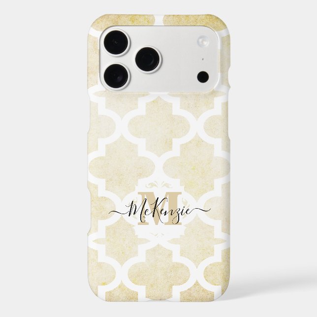 Tan Distressed Moroccan Tile Personalized iPhone Case (Back)