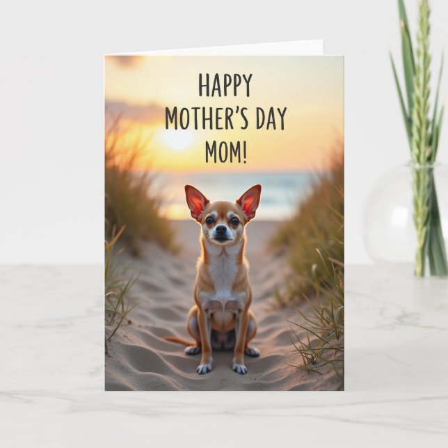 Tan Dog Mothers Day Greeting Card (Front)