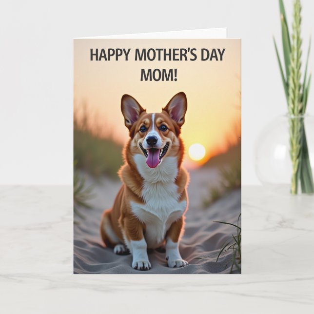 Tan Dog Mothers Day Portrait Card (Front)