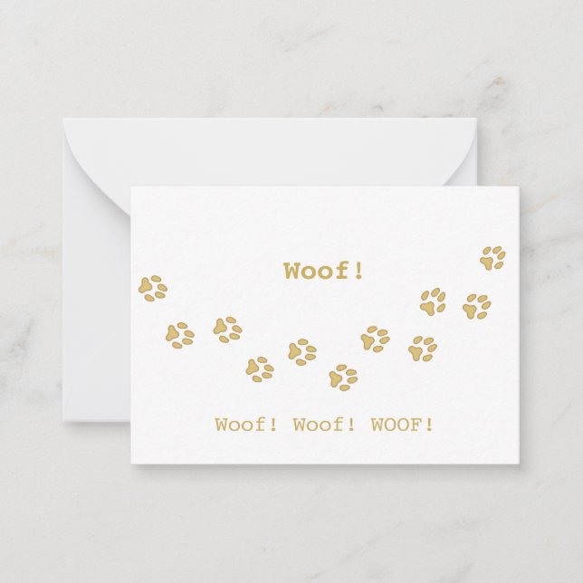 Tan Dog Paw Prints Pet Owner's Cute Personalized Note Card (Front)