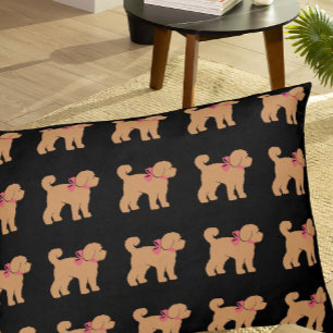 Tan Doodle Dog Black Background Pet Bed