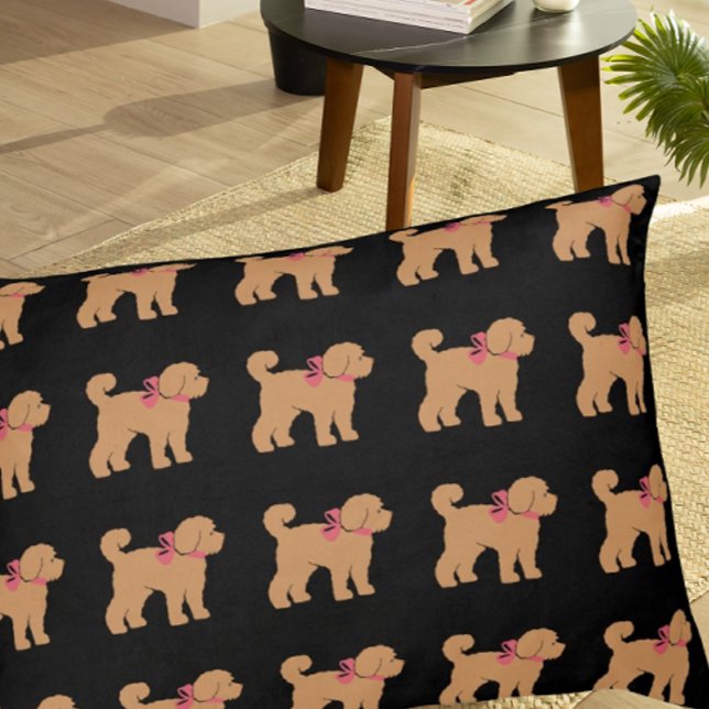 Tan Doodle Dog Black Background Pet Bed (Comfy cozy dog beds!)