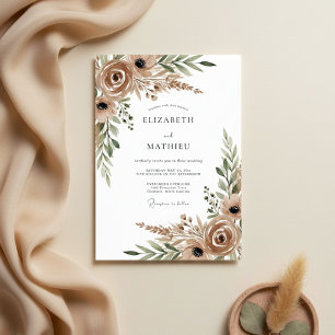 Tan Earthy Bohemian Wedding Invitation