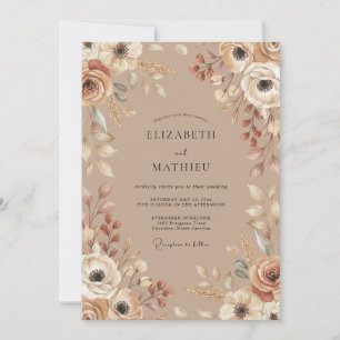 Tan Earthy Rustic Wedding Invitation