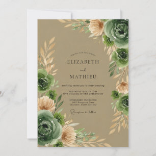 Tan Earthy Succulent Wedding Invitation