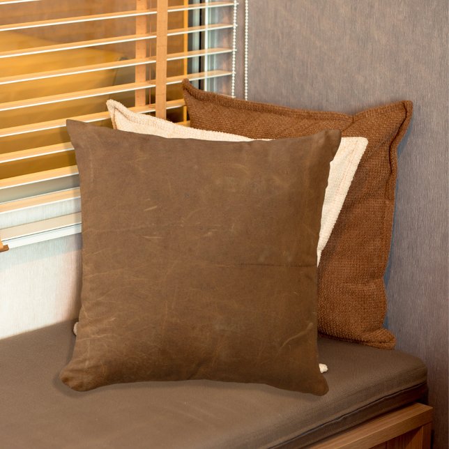 Tan Faux Leather Throw Pillow (Creator Uploaded)
