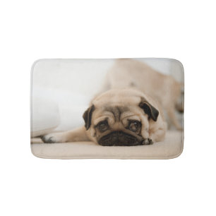 Tan Female Pug Bathroom Mat