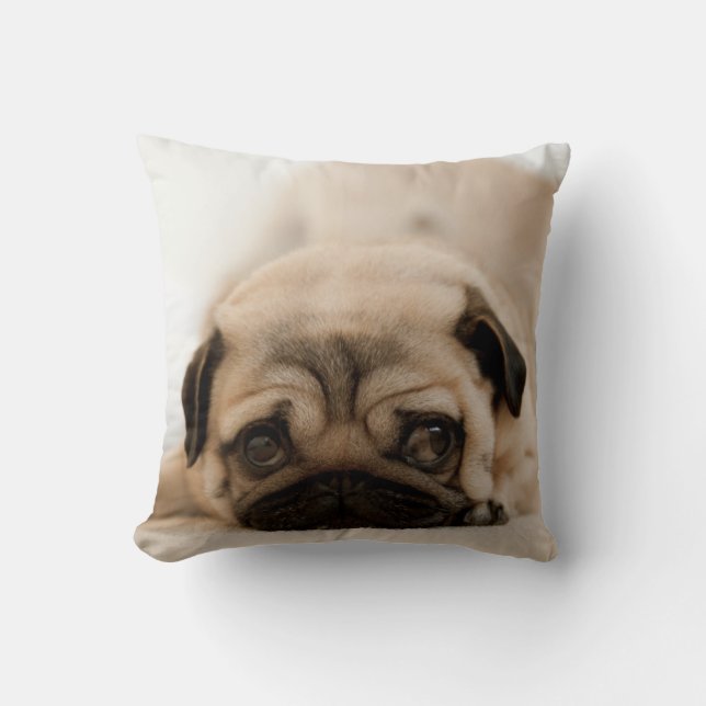 Tan Female Pug Throw Pillow (Front)