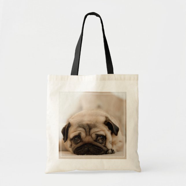 Tan Female Pug Tote Bag (Front)