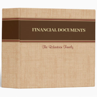 Tan Financial Documents Binder with Custom Banner