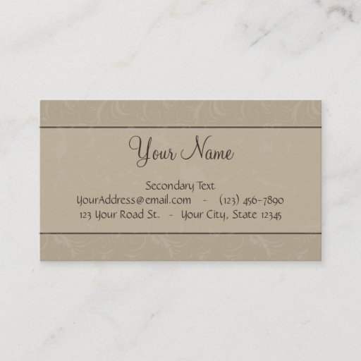 Customizable Tan Floral Wisps &amp; Stripes with Monogram Business Card