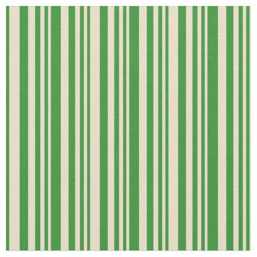 Tan & Forest Green Stripes Fabric