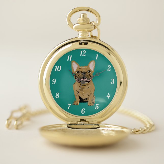 Tan French Bulldog Pocket Watch (Inside)