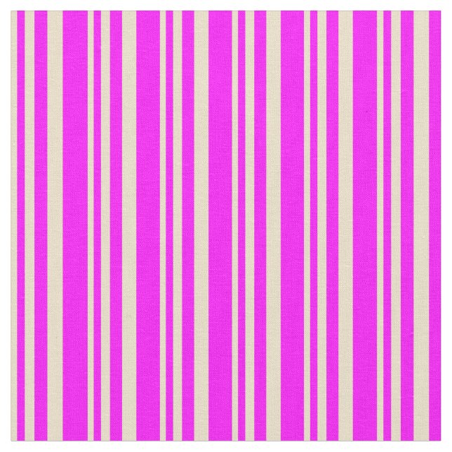 Tan & Fuchsia Colored Lined Pattern Fabric (Close Up)
