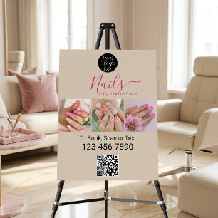 Tan Fuchsia Hot Pink Logo QR Code Photo Nail Salon Foam Board