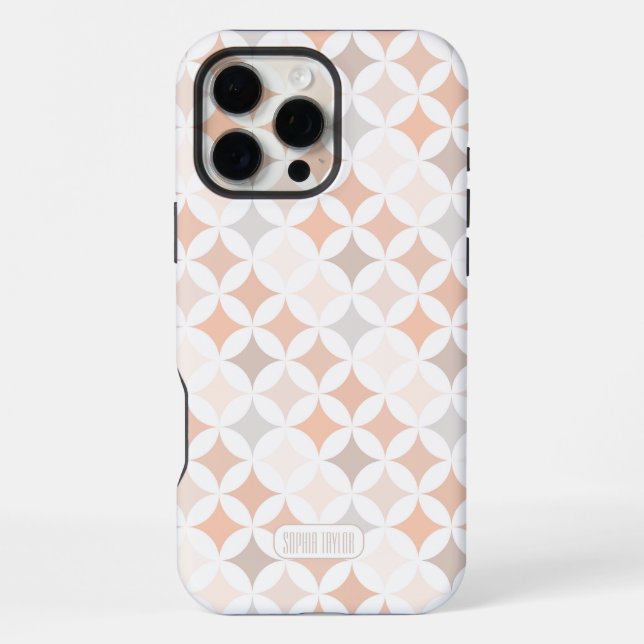 Tan Geometric Diamond Circles  Iphone Case (Back)