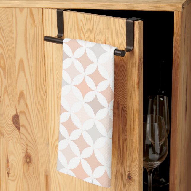 Tan Geometric Diamond Circles  Kitchen Towel (Thirds Fold)