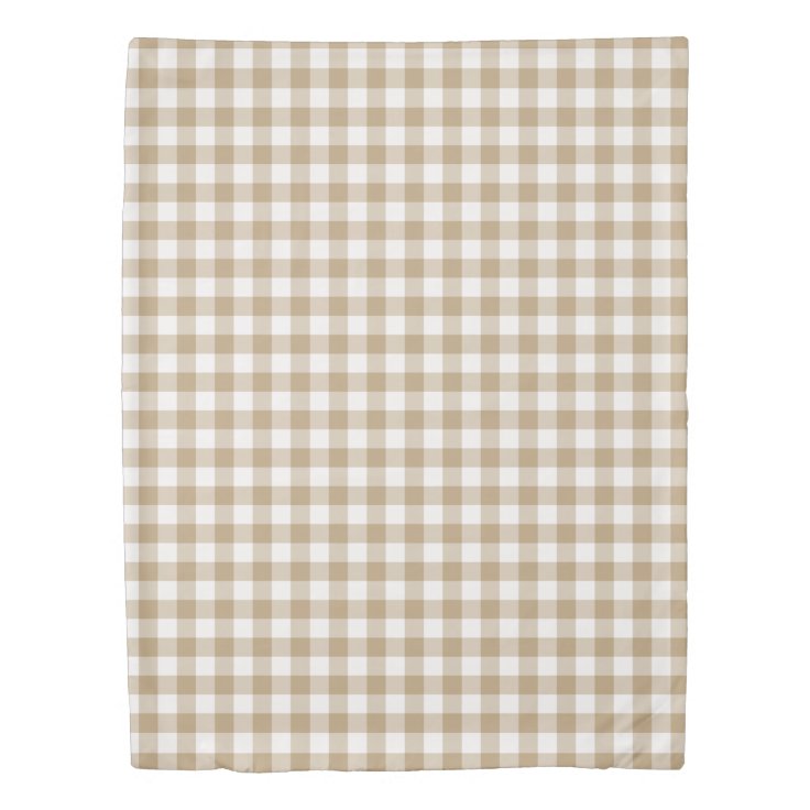 Tan Gingham Checked Pattern Duvet Cover Zazzle