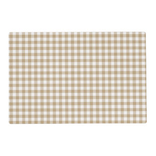 Tan Gingham Checked Pattern Placemat