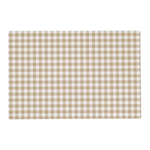 Tan Gingham Checked Pattern Placemat