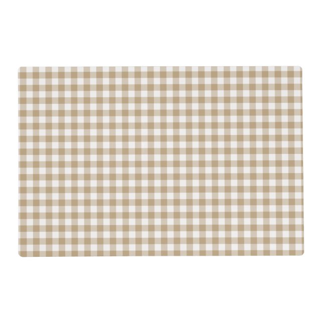 Tan Gingham Checked Pattern Placemat (Front)