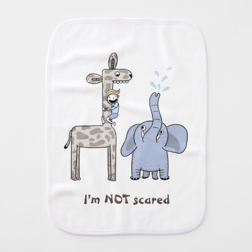 Tan Giraffe Blue Elephant Beautiful White Baby Burp Cloth