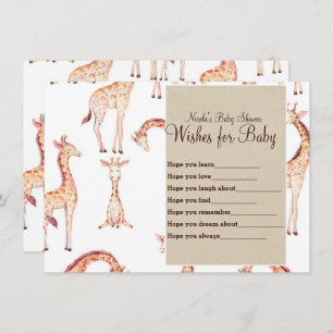 Tan Giraffes & Kraft Wishes for Baby Shower Game Invitation