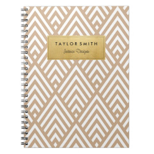 Tan & Gold Chevron Pattern Notebook