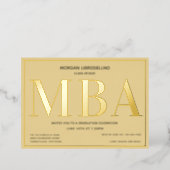 Tan Gold MBA Graduation Foil Invitation (Standing Front)