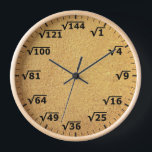 Tan Gold Square Root Clock Math Mathematics Clock<br><div class="desc">square root clock, fun math wall clock, mathematics student classroom time, maths teacher class hours, number geek nerd humor, squareroot calculation school lesson, calculating calculations sums,  numbers, elementary primary secondary school, high school college university</div>
