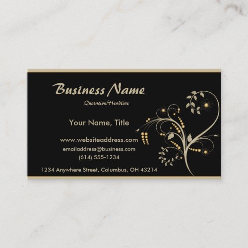 Tan &amp; Gold Vine Design Business Cards