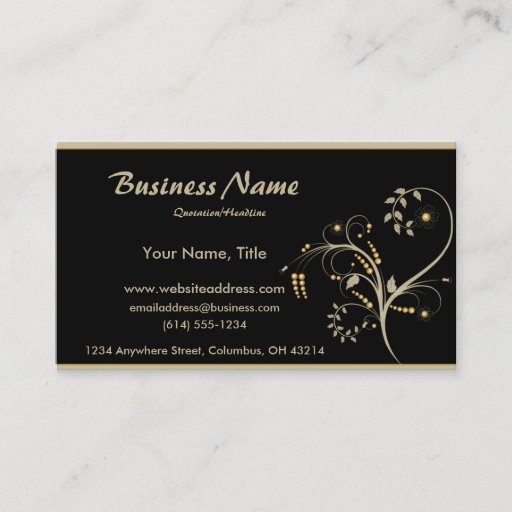 Customizable Tan & Gold Vine Design Business Cards