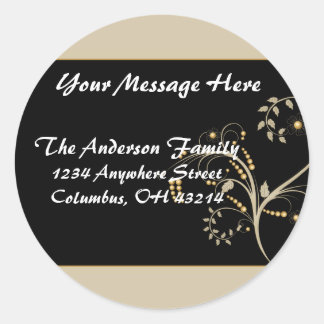 Tan & Gold Vine Design Return Address Labels