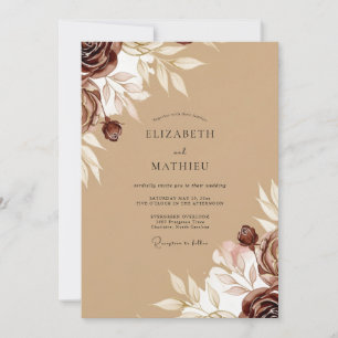 Tan Graceful Autumnal Wedding Invitation
